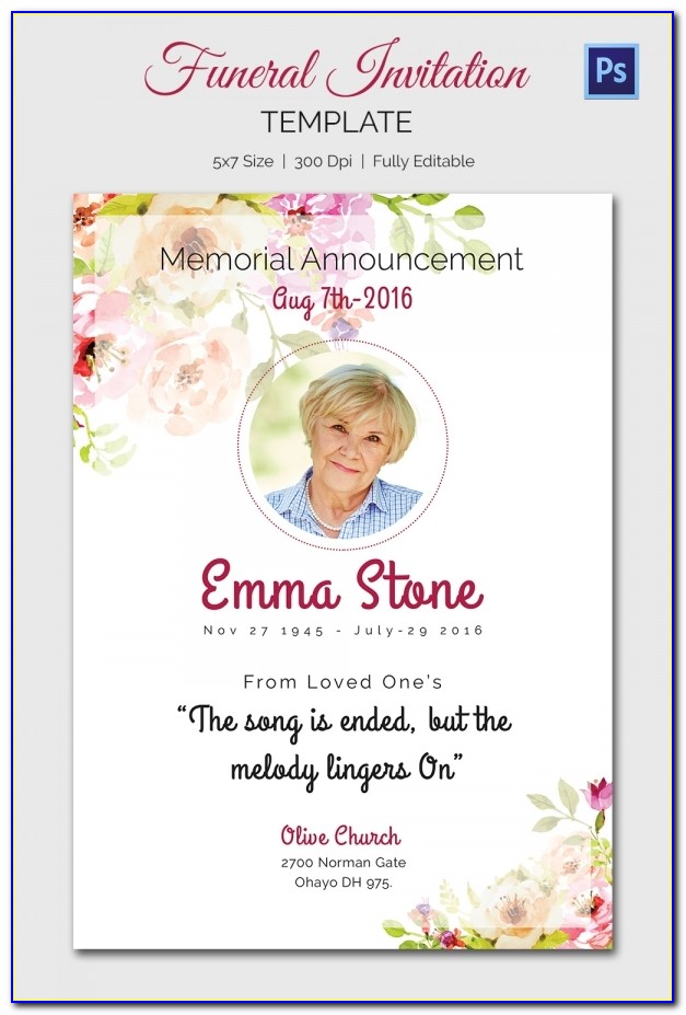 Funeral Announcement Template Free