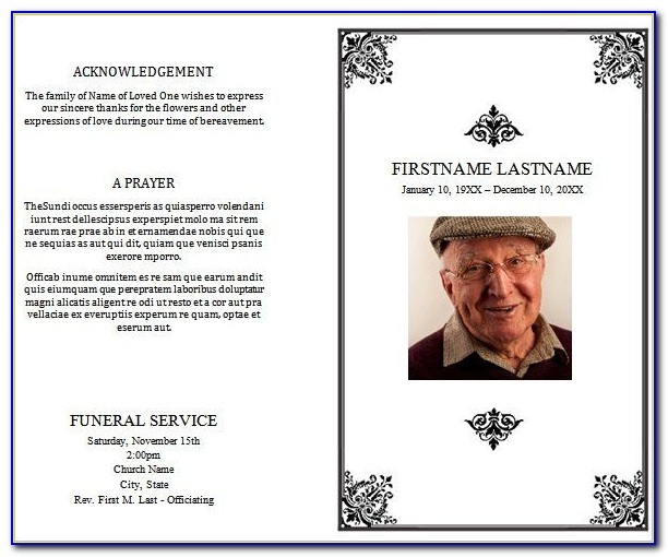 Funeral Order Of Service Template Publisher