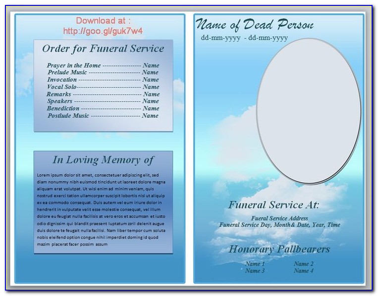 Funeral Pamphlet Template Word
