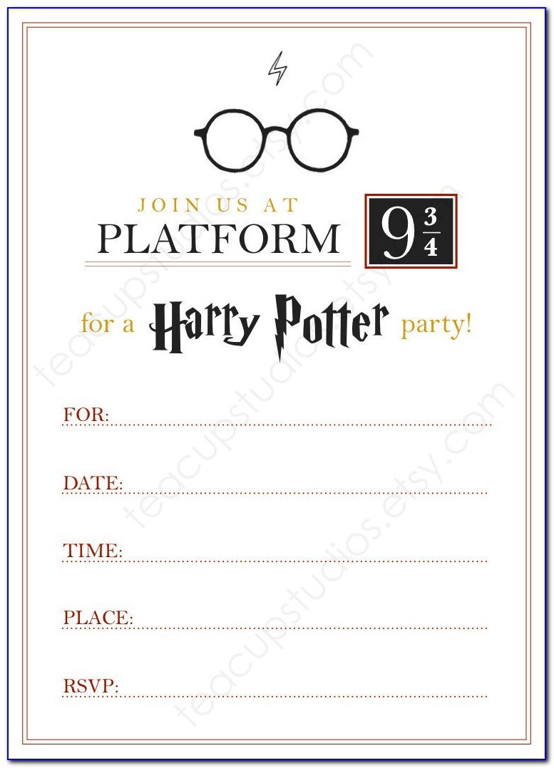 Harry Potter Invitation Card Template