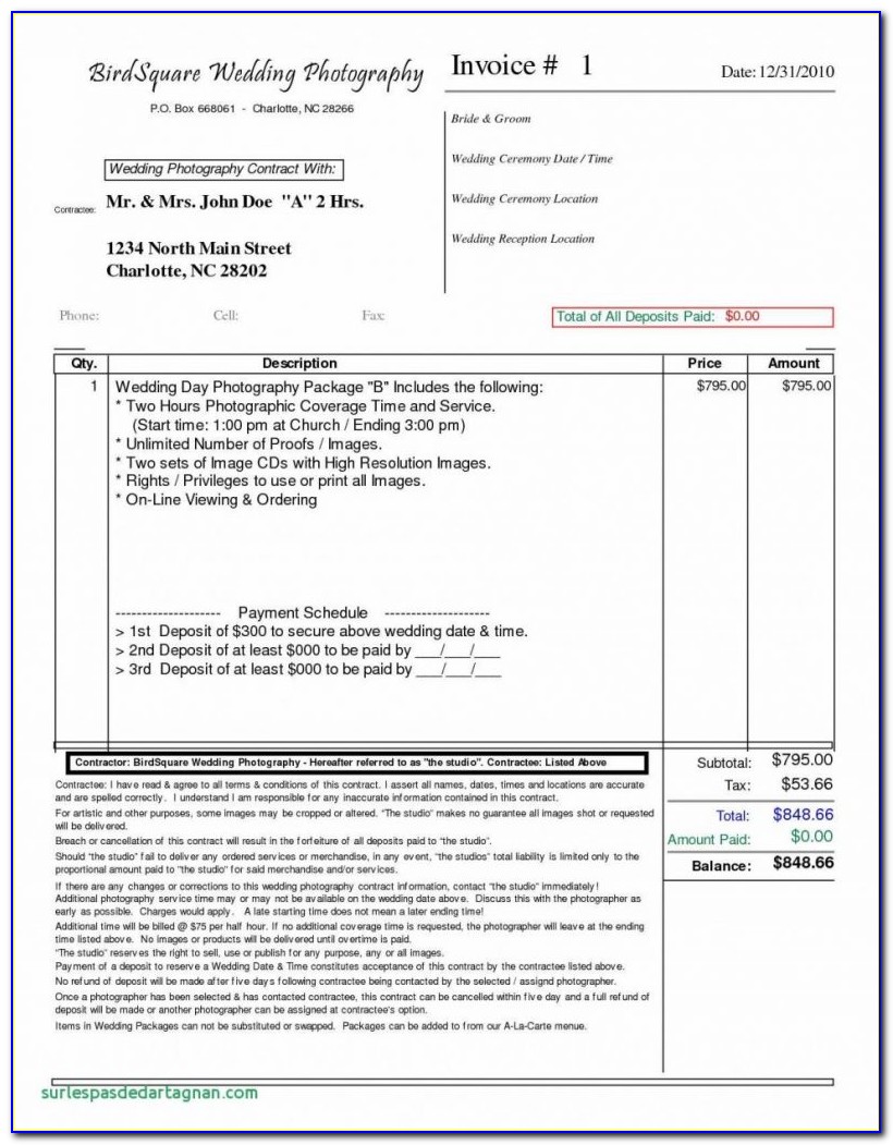 Hourly Invoice Template Doc