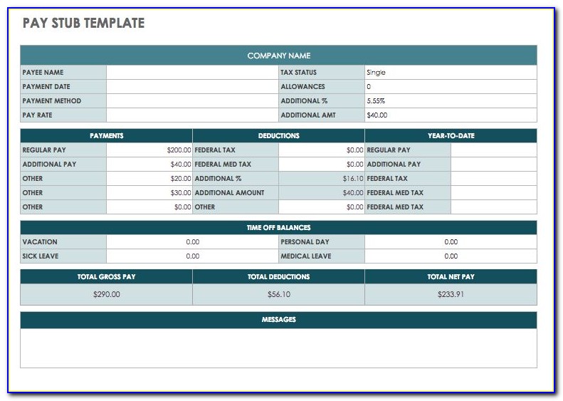 Independent Contractor Pay Stub Template Excel