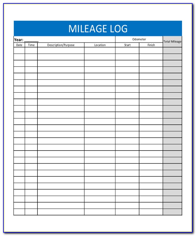 Irs Mileage Log Template Download
