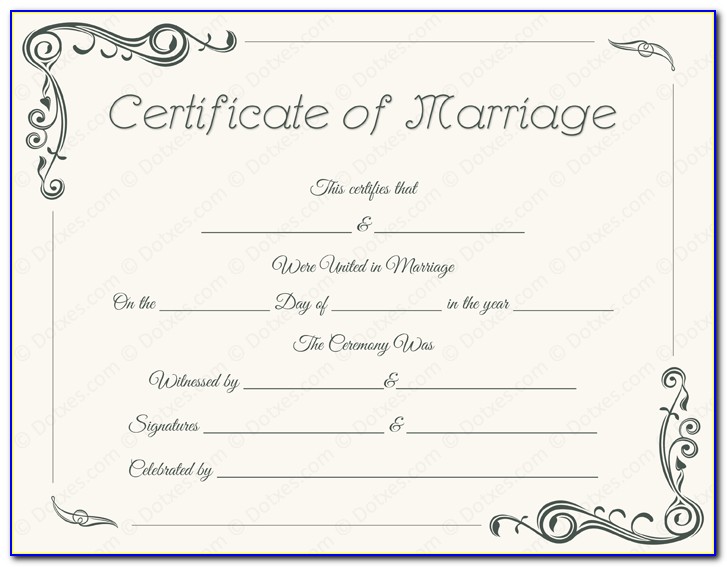 Marriage Certificate Template Free