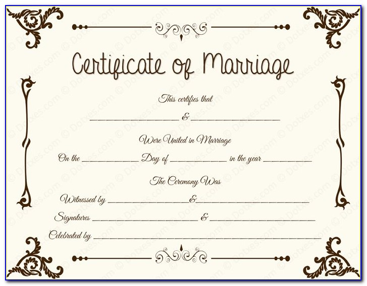 Marriage Certificate Template Pdf
