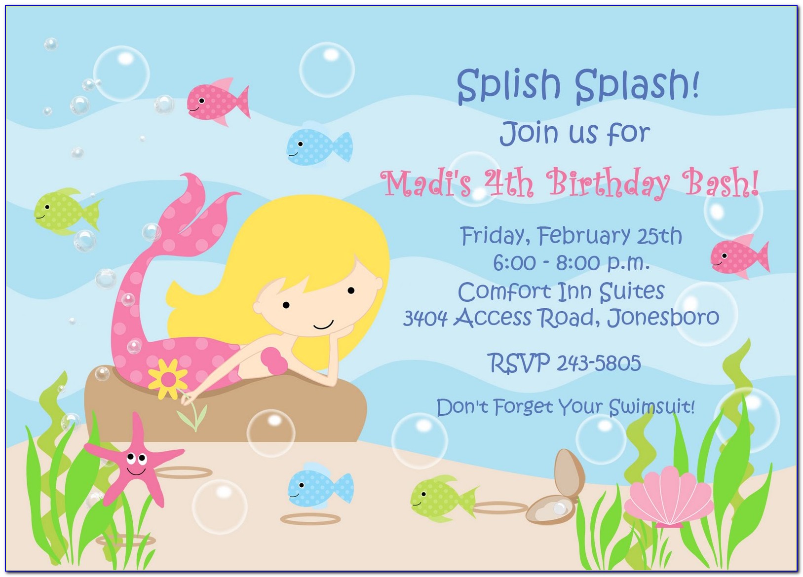 Mermaid Birthday Invitation Template
