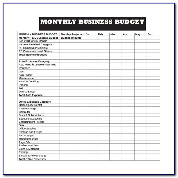 Monthly Business Expense Template Pdf
