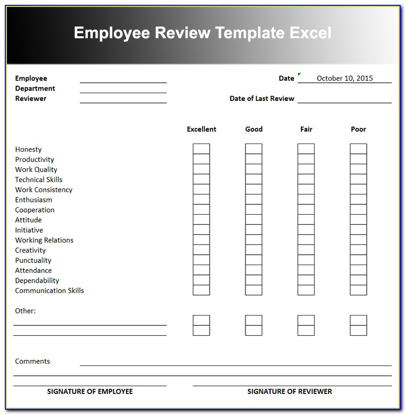 Monthly Employee Performance Review Template Excel