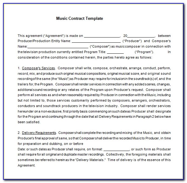 Music Contract Template Uk