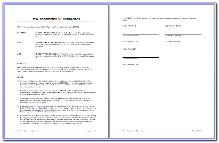 Partnership Contract Template Word Free