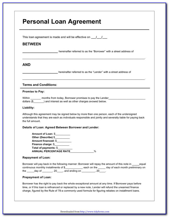 Personal Auto Loan Contract Template