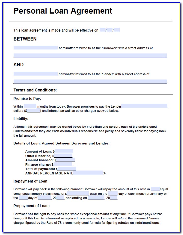 Personal Loan Agreements Templates