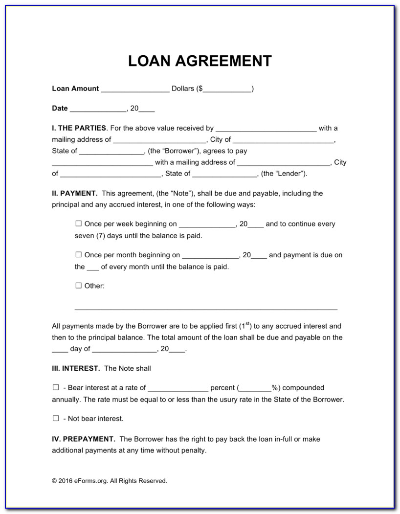 Personal Loan Contract Template Free