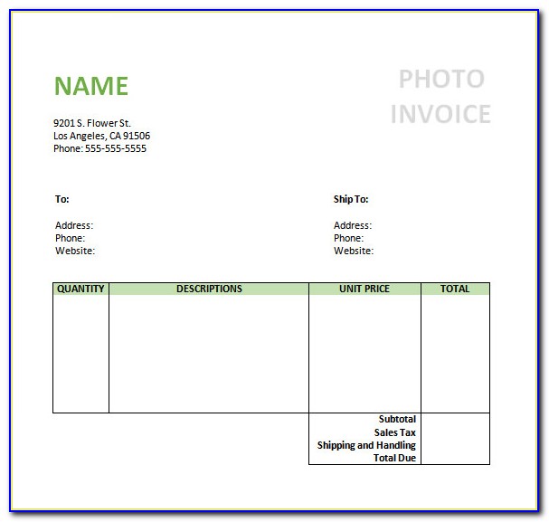 Photography Invoice Template Doc