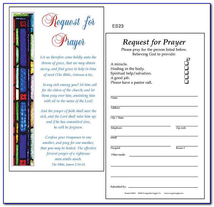 Prayer Request Card Template Free