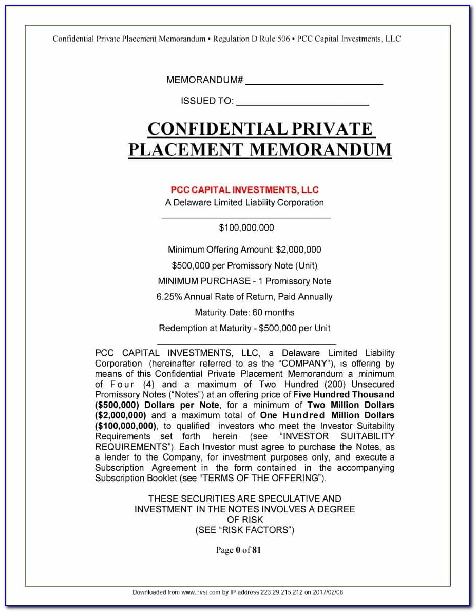 Private Placement Memorandum Template Uk