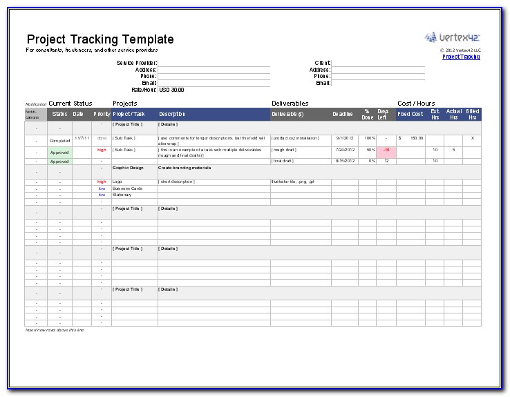 Project Tracker Template Excel