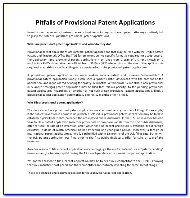 Provisional Patent Template Free