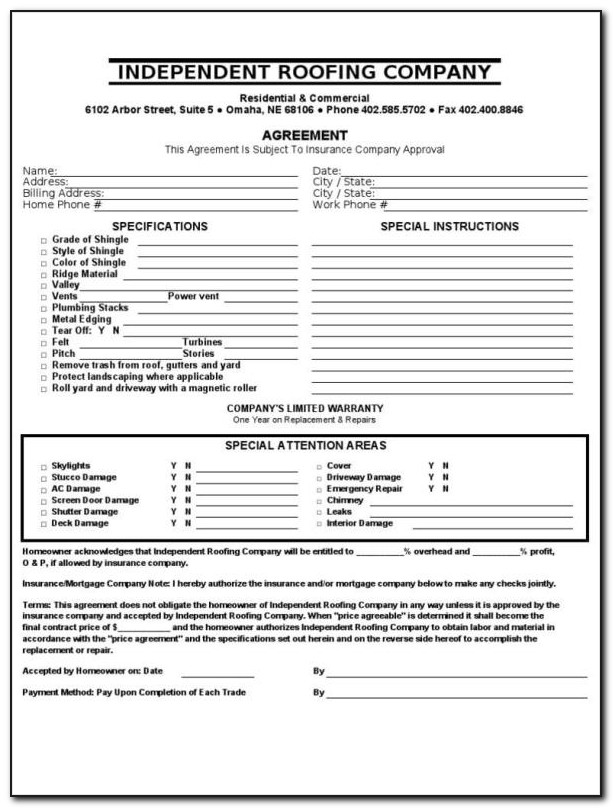 Roofing Contract Template Doc