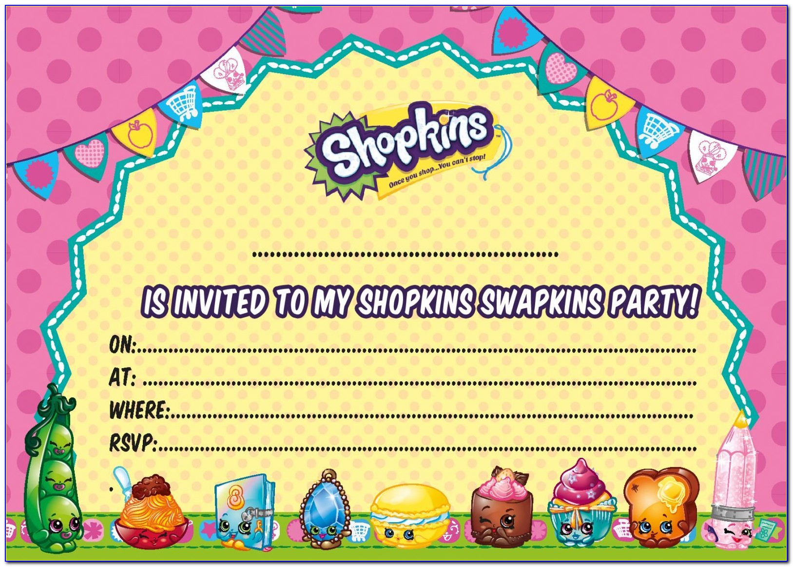 Shopkins Birthday Invitation Template
