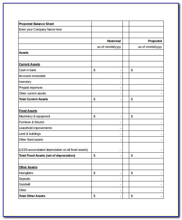 Simple Balance Sheet Template For Self Employed