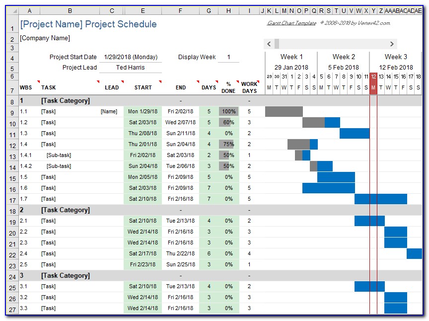 Simple Gantt Chart Excel Template Xls