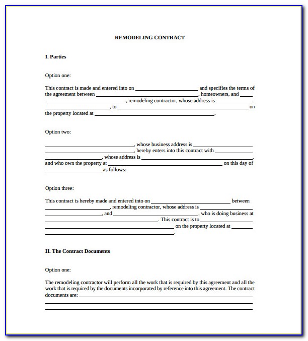 Simple Remodeling Contract Template