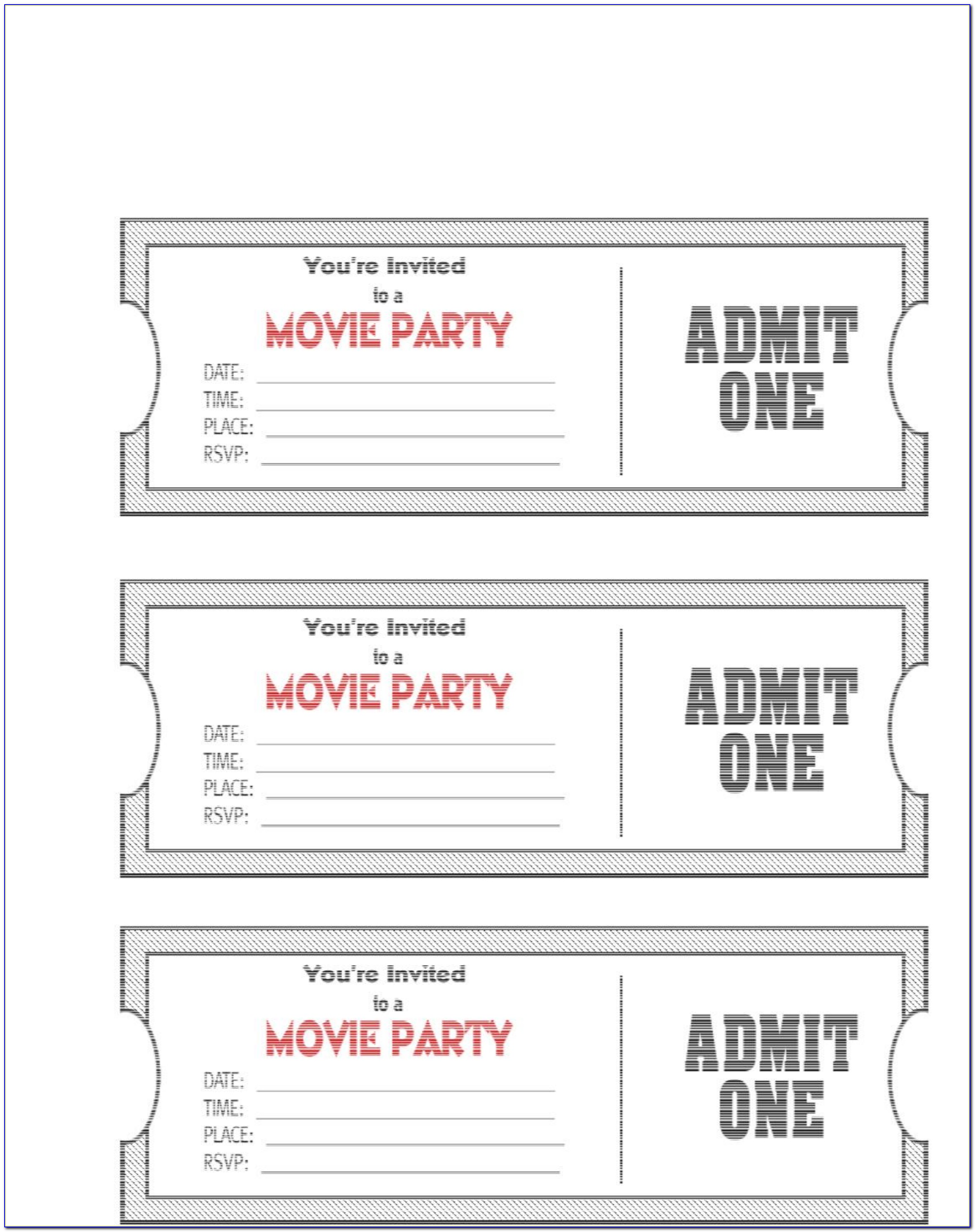 Ticket Party Invitation Template Free