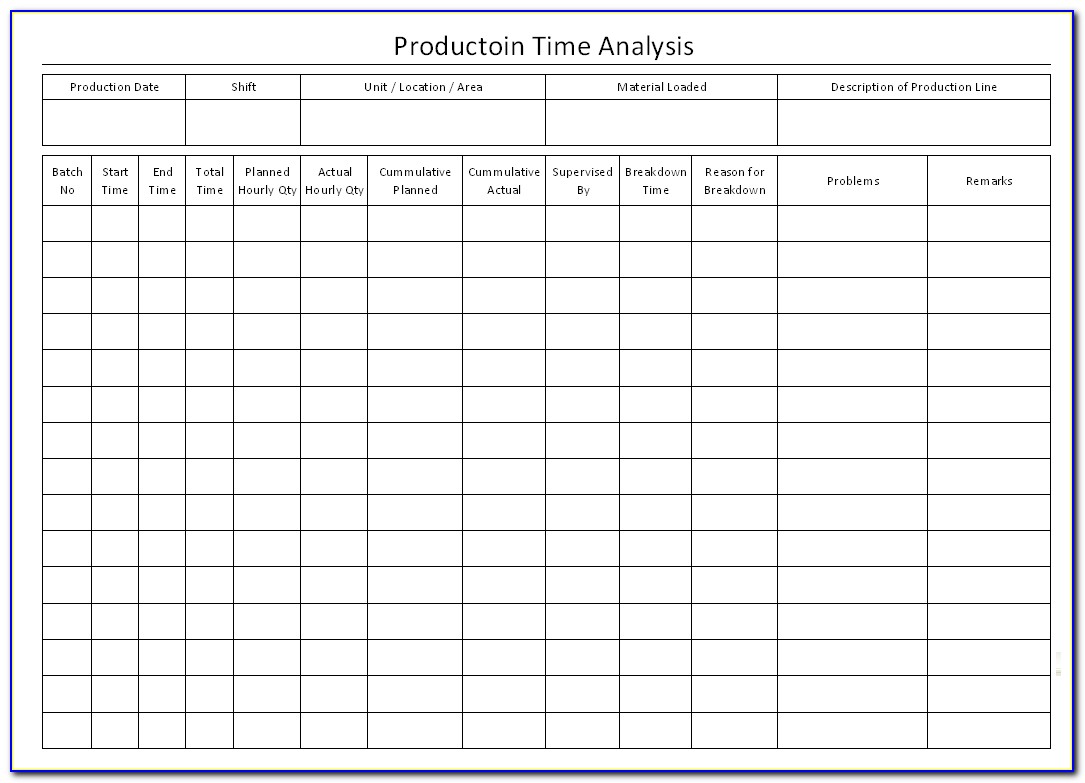 Time Analysis Template Excel