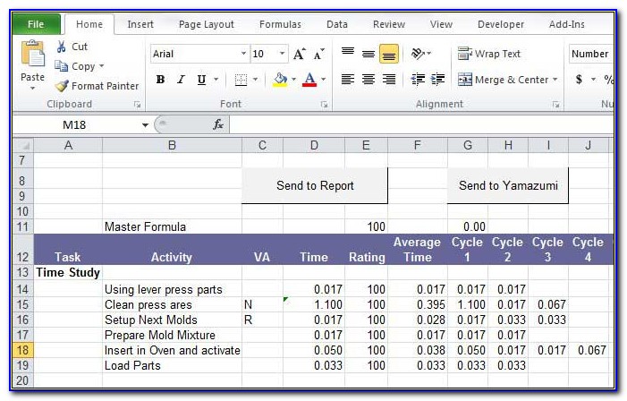 Time Study Format Excel