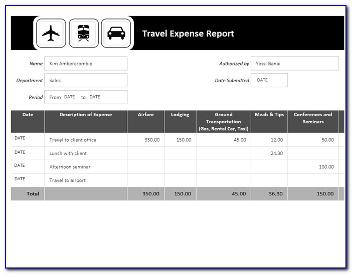 Travel Expense Report Form Word