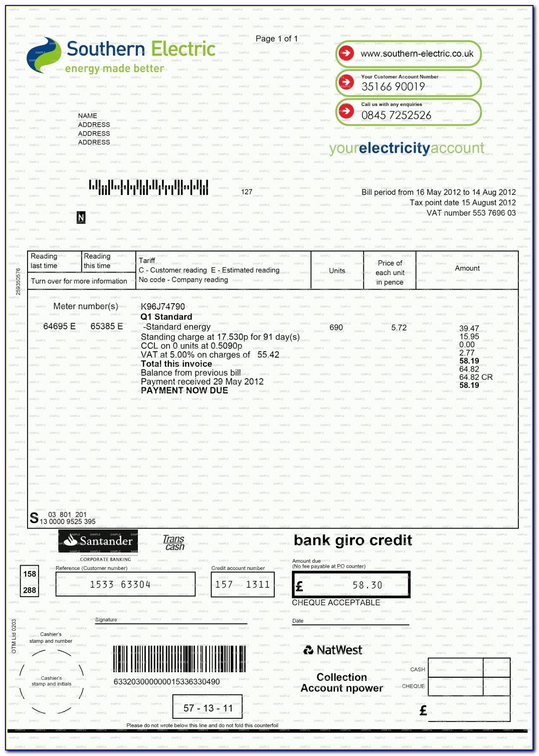 Utility Bill Template Free Download