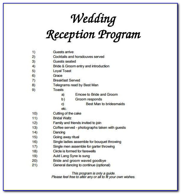 Wedding Reception Program Template Download