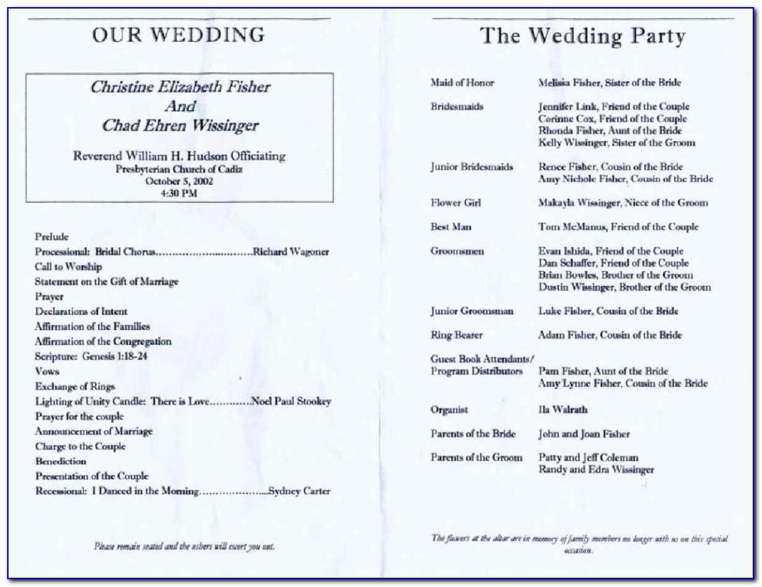 Wedding Reception Program Template Microsoft Word