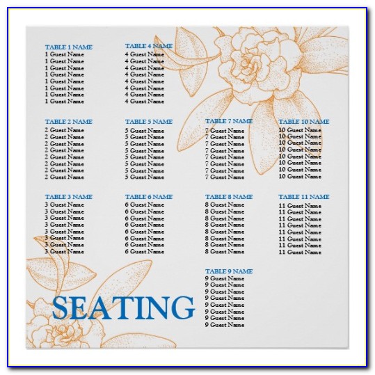 Wedding Seating Chart Poster Template Word