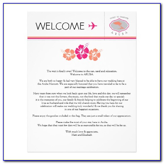 Wedding Welcome Bag Letter Template Free