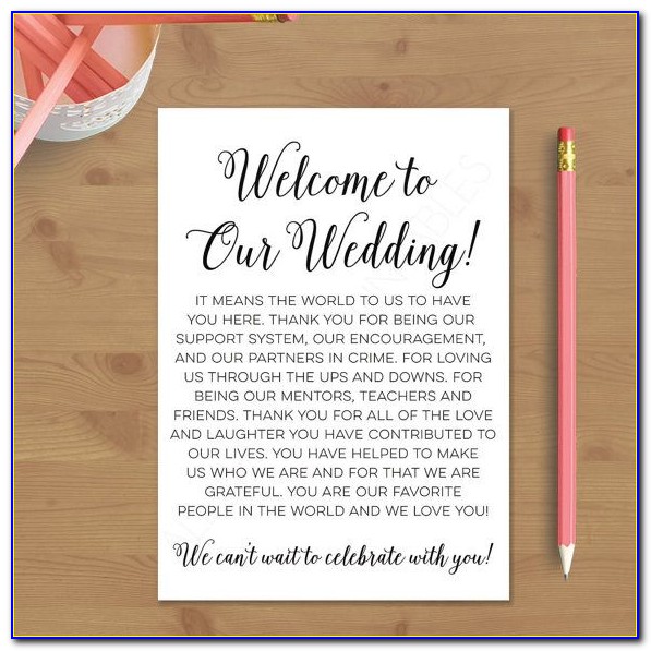 Wedding Welcome Bag Letter Template