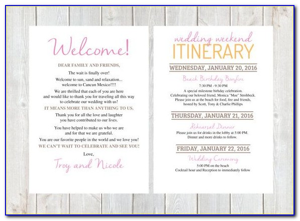 Wedding Welcome Letter Template Word