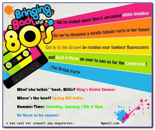 80's Theme Party Invitation Templates Free