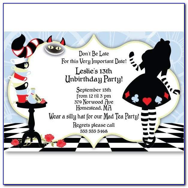 Alice In Wonderland Themed Invitation Template