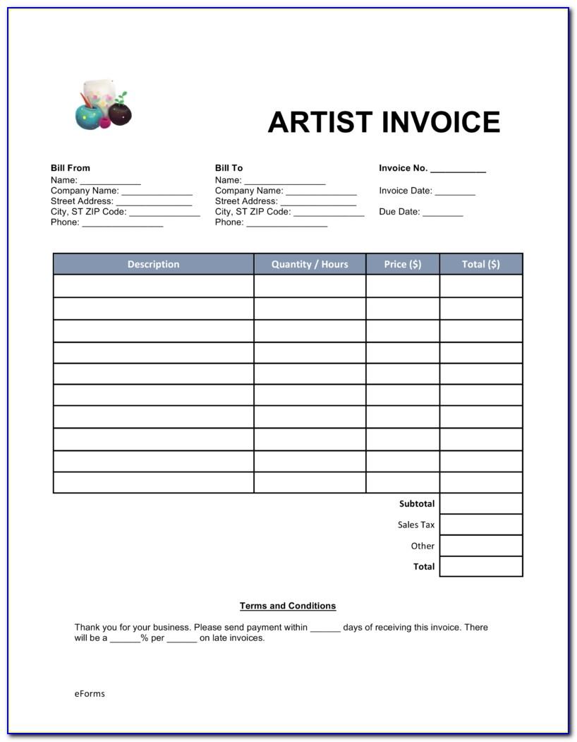 Artist Invoice Format