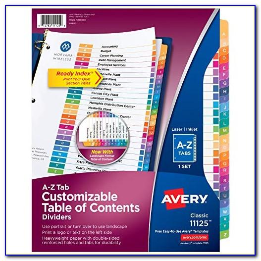 Avery Ready Index Template A Z