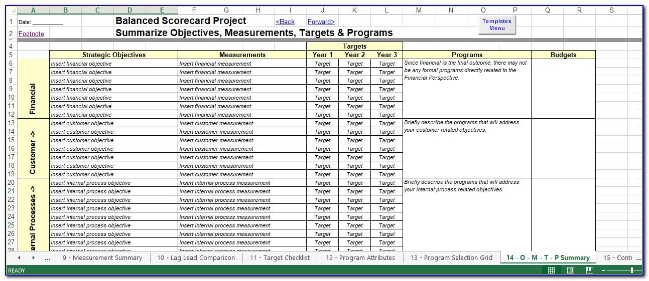 Balanced Scorecard Format Excel