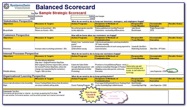 Balanced Scorecard Template Excel Free