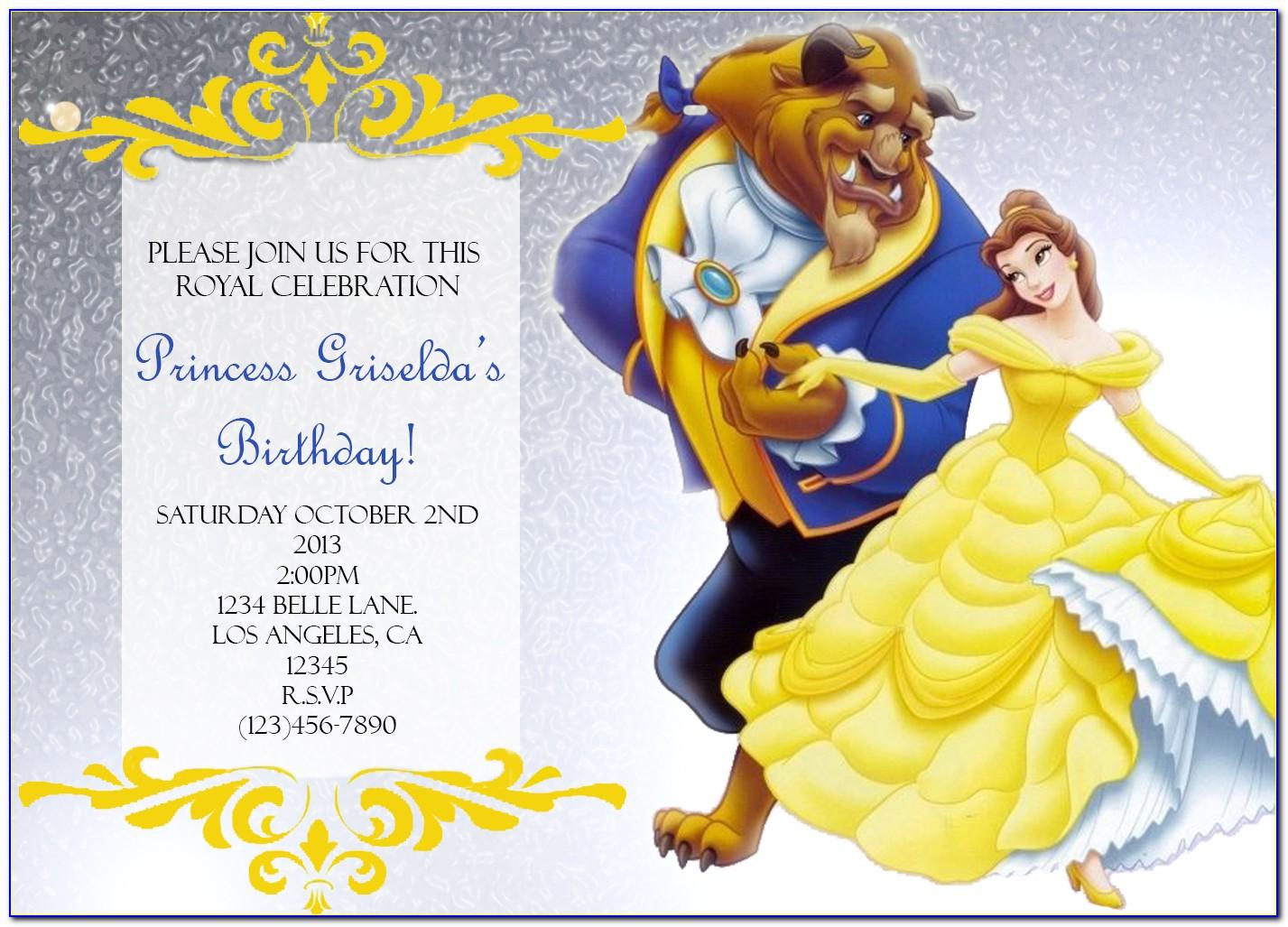 Beauty And The Beast Birthday Invitation Template Free