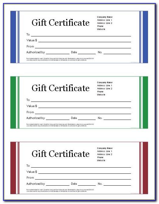 Blank Gift Certificate Template Free Printable