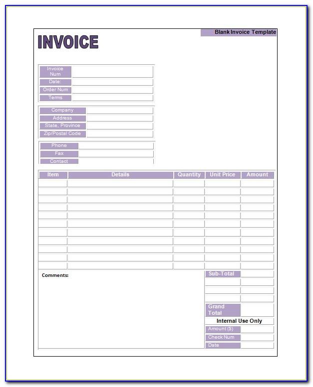 Blank Invoice Template Word Download