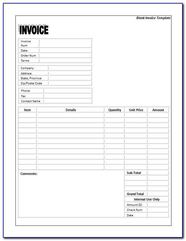 Blank Invoice Template Word Free