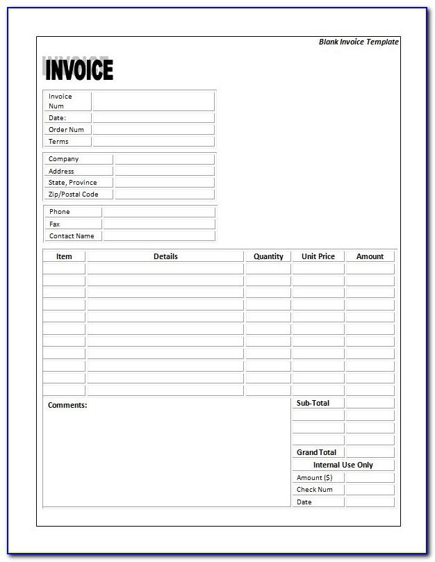 Blank Invoice Templates Word