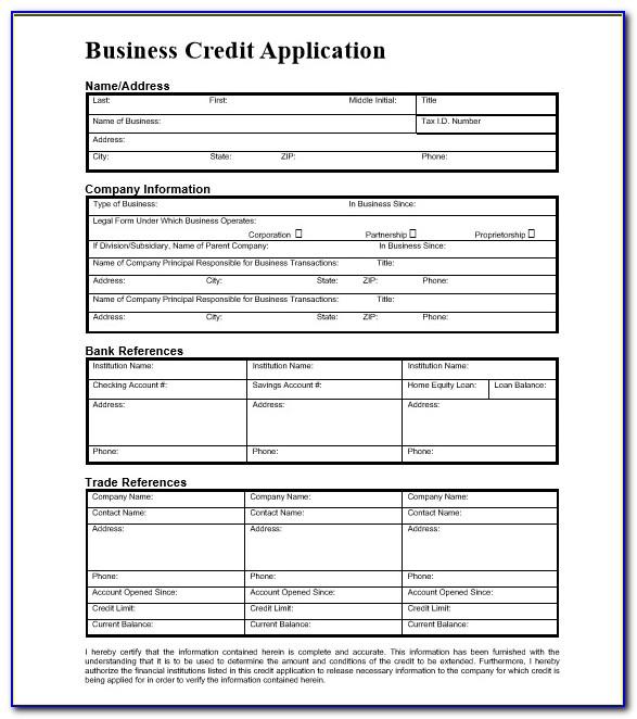 Business Credit Form Template